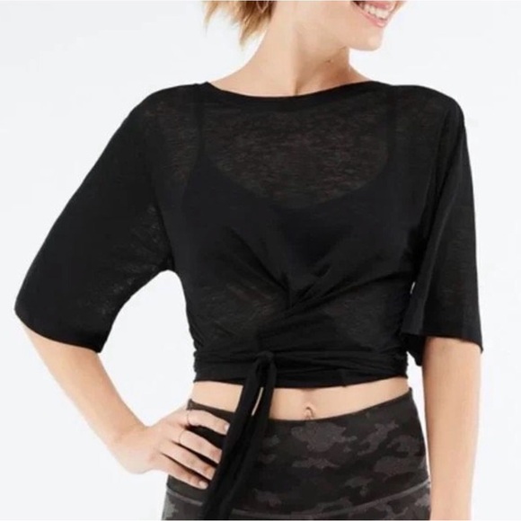 NWT-Fabletics Black Croped tie up top - Picture 10 of 11